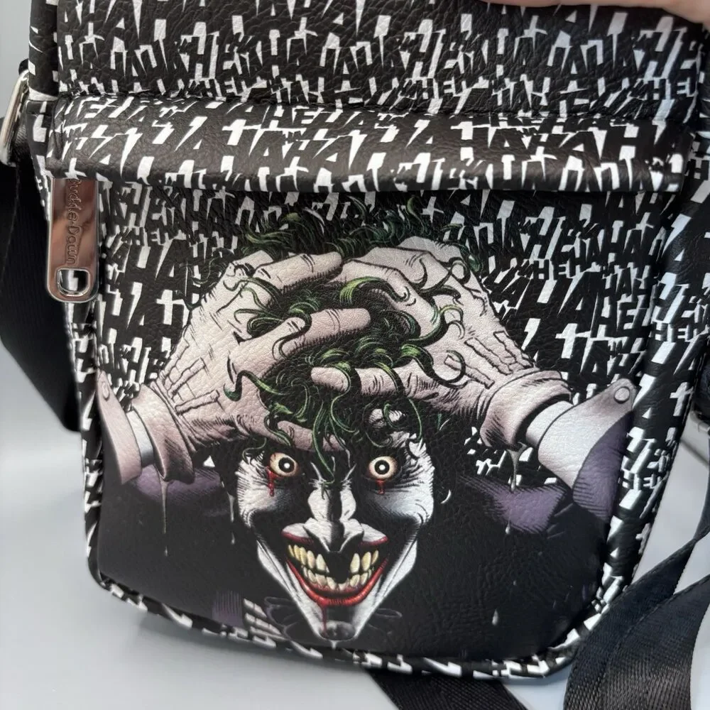 DC Comics the Joker Buckle-Down Crossbody Bag Purse Evil Laughing Black Comic Co